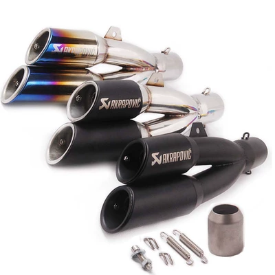 Motorcycle universal modified Thunder double outlet exhaust pipe for Vespa Kawasaki Yamaha GSXS150