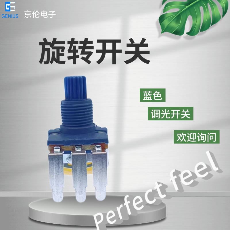 贸易带开关电位器调光蓝色塑料旋转可调带灯d型可调电阻大功率