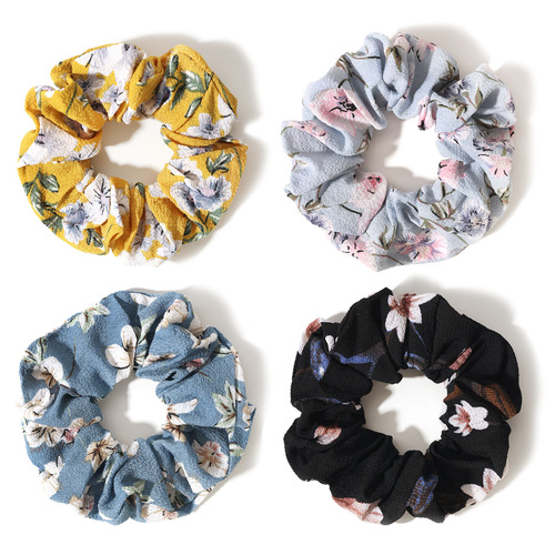 Floral Forget-Me-Not Pattern Fabric Headband Fashion Polka Dot Hair Tie Headband for Women Large Bow Hair Accessory