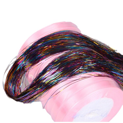 Colorful golden silk bright silk fantasy colored silk hair extensions Korean nightclub flash laser color wig wholesale