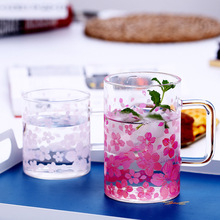 厂家创意感温变色玻璃水杯高硼硅玻璃马克杯时尚带把手玻璃杯子