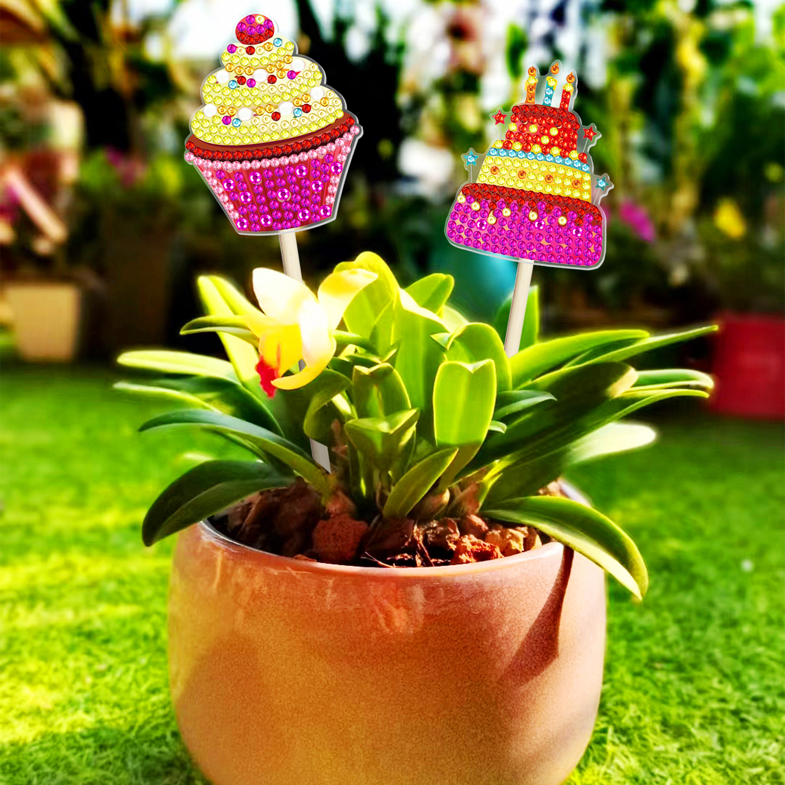 Accesorios para pintura de diamantes: Nuevos adornos de flores y plantas en maceta para pintura de diamantes DIY, palitos decorativos de la serie mandala 5D con diamantes completos.