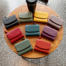 外贸跨境批发钱包女士短款真皮2025新款头层牛皮大容量三折钱夹