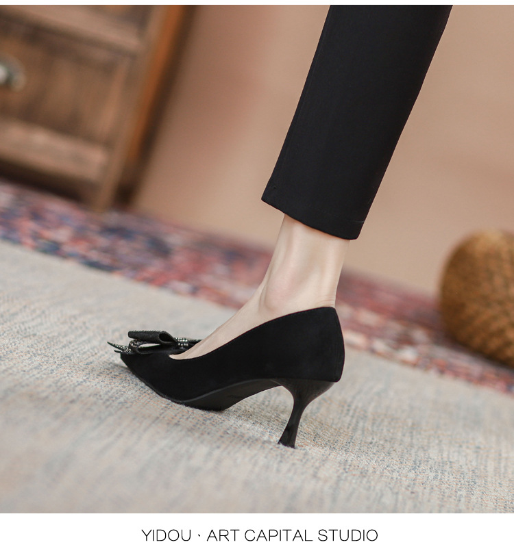 Women's Sexy Solid Color Bowknot Point Toe Pumps display picture 4