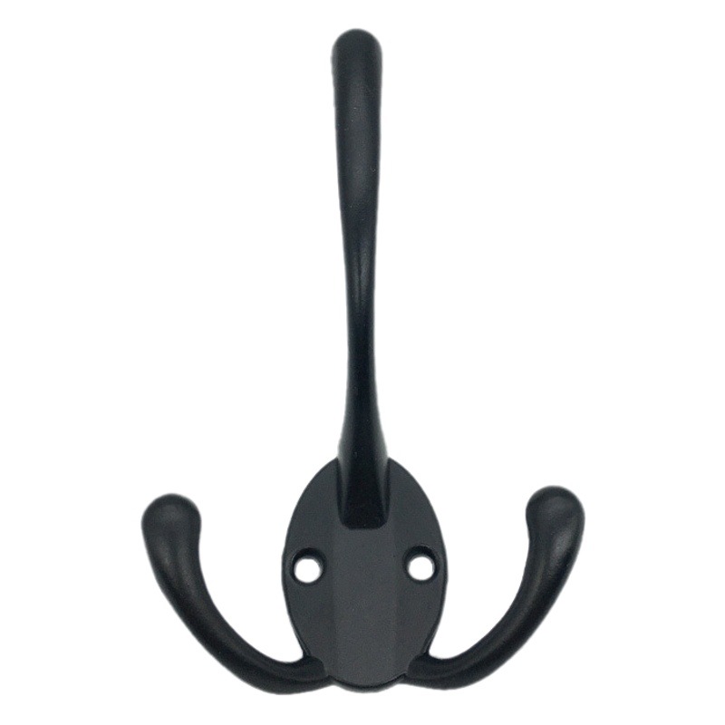 De estilo europeo simple armario gancho de una sola capa de tres ganchos armario de pared colgante negro gancho de la capa de aleación de zinc gancho de la capa
