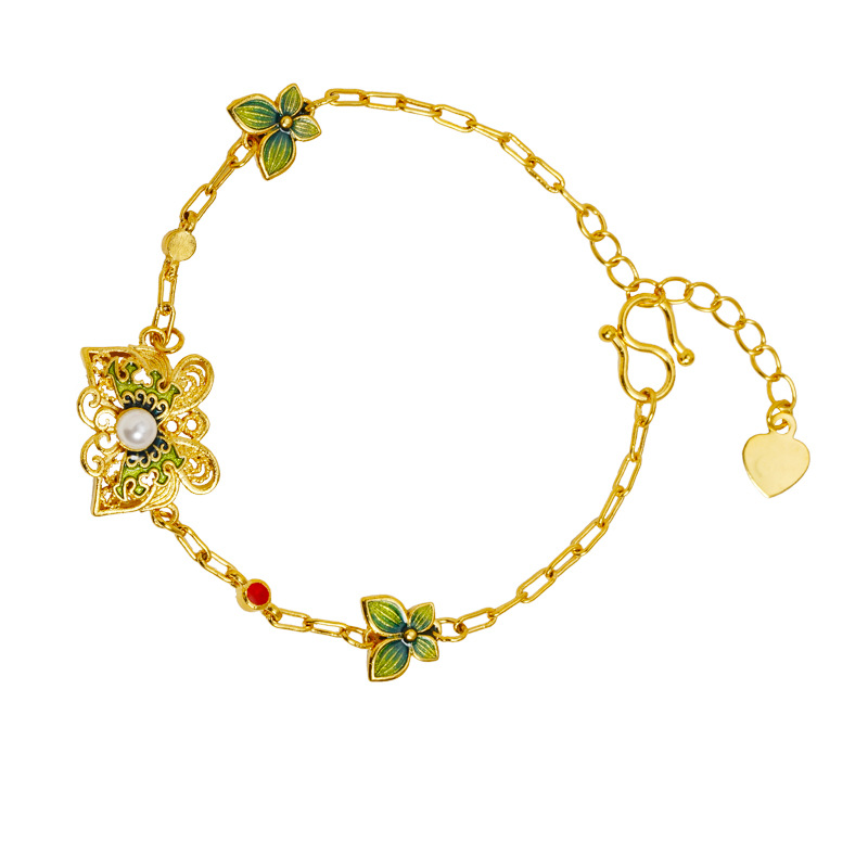 Nuevo chino vietnamita pulsera de oro de arena retro pulsera de mariposa hueca mujer lujo ligero joyas no desvanecidas al por mayor