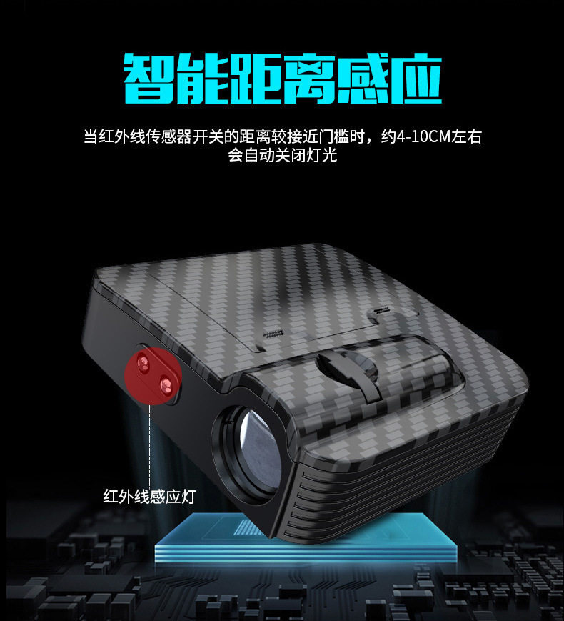 Car Projection Light Infrared Sensor Door Welcome Light Led Modification Decoration Wiring-Free Universal Door Opening Floor Light