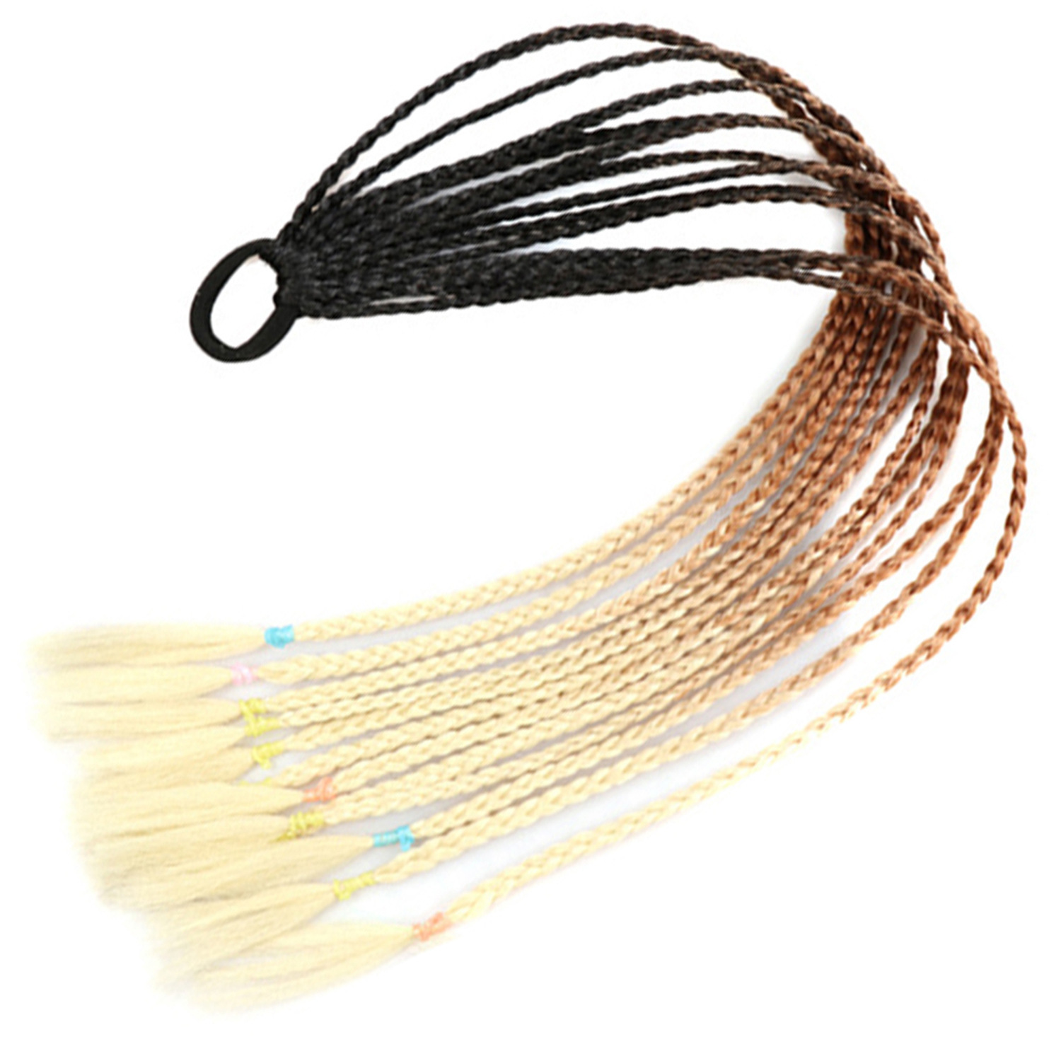 Trenzas de color de tres hebras de cola de caballo de tela de alta temperatura de seda sucia trenzas de cabello tipo peluca