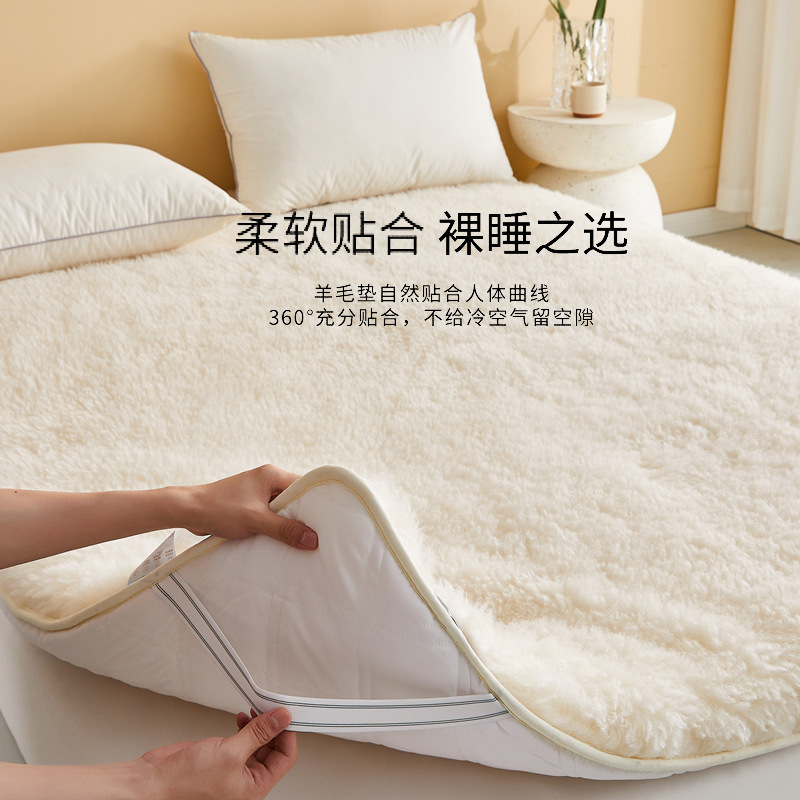 新款澳洲羊毛加厚床褥软床垫秋冬保暖双人保暖羊羔绒床垫子保护罩|undefined