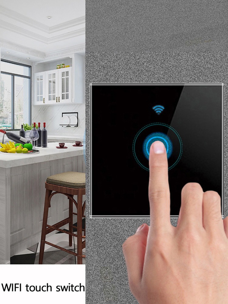 European standard graffiti WiFi smart switch zero line and live wire\single zero line and live wire universal touch switch APP control button backlit