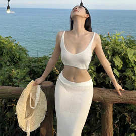 性感蓝色分体比基尼条纹游泳衣女辣妹海岛度假沙滩泡温泉低腰洋气