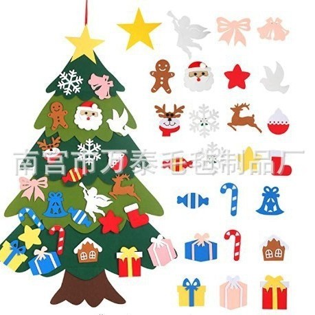 国境を越えた新しい緑フェルトクリスマスツリー児童立体diy不織布手作りクリスマスツリー装飾ストラップスポット|undefined