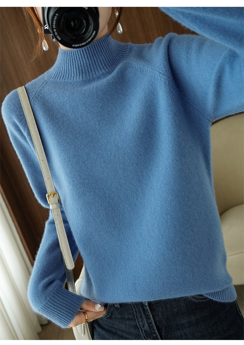 Wholesale of 2022 new semi-high neck pullover long-sleeved knitted sweater for women, a slimming Korean-style base layer pic 52