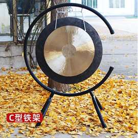 疗愈铜锣架C型锣架方型单层双层加厚铁支架带轮子支架80厘米批发