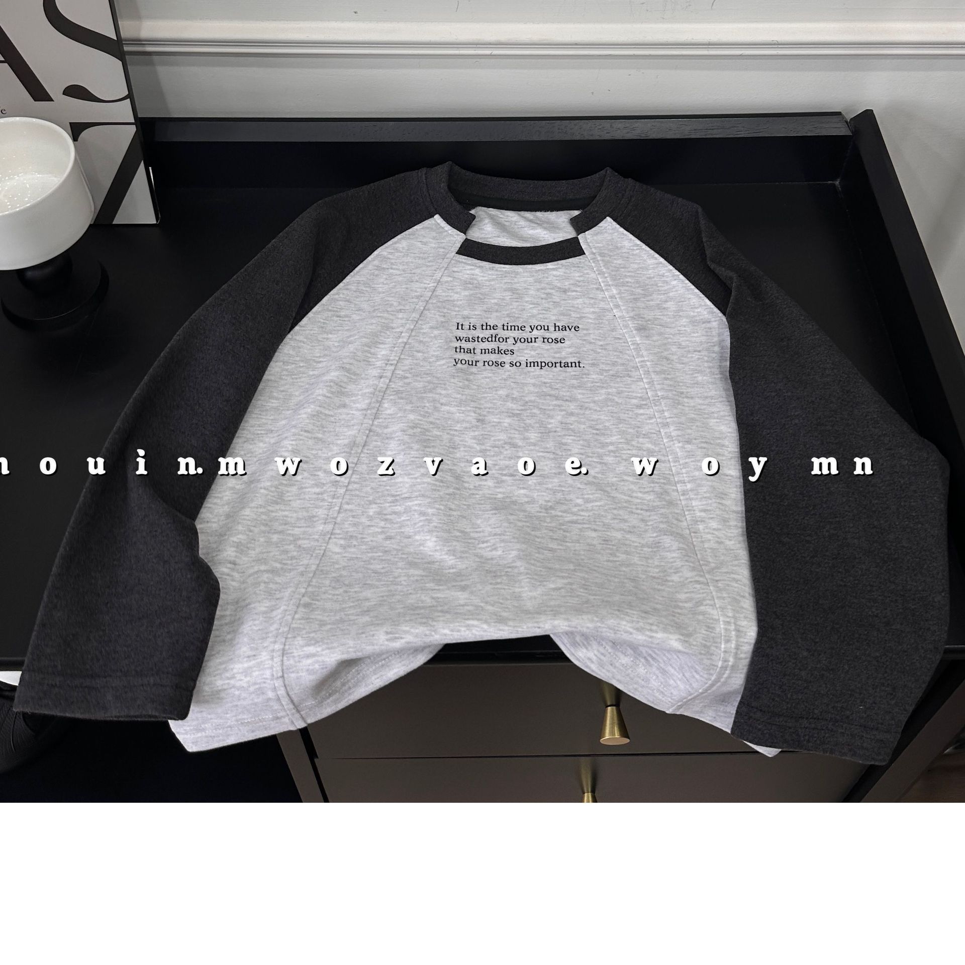 2025现货纯棉磨毛秋冬季男女童韩版打底卫衣拼接宽松百搭圆领长袖