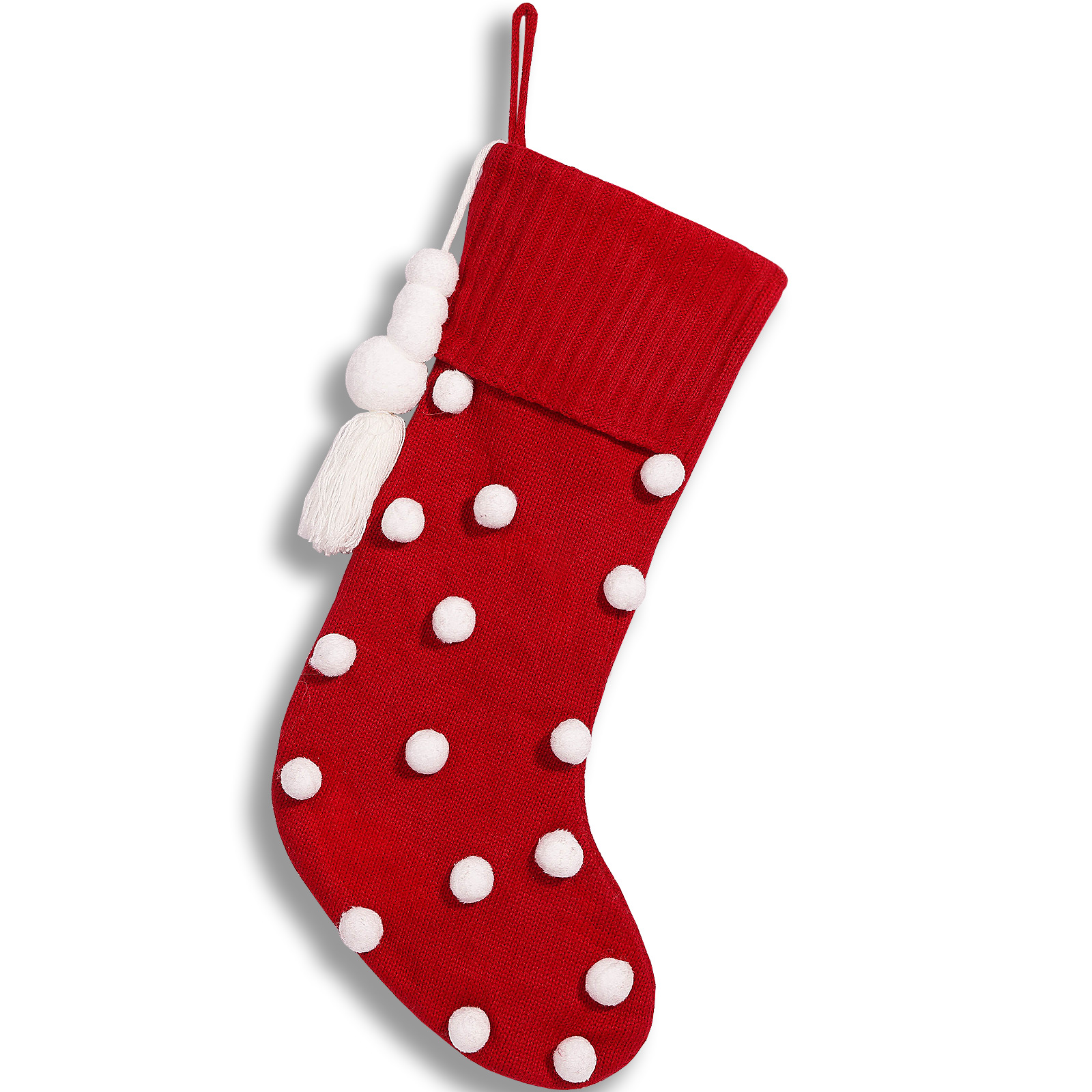 Navidad transfronteriza nueva bola de peluche blanca flange rojo calcetines de Navidad decoraciones de fiestas colgantes