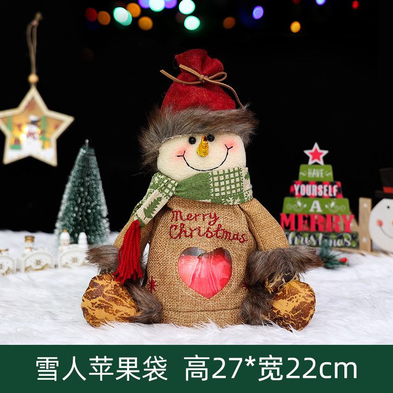 国境を越えたクリスマスリンゴ袋ベルベット箔押し金束口アニメプレゼント袋リボン付き児童キャンディープレゼント袋|undefined