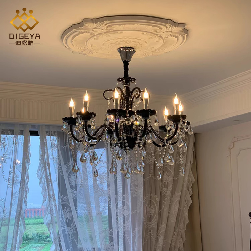 Digaya Vintage French Style Living Room Bedroom Crystal Candle Chandelier Nordic American Style Light Luxury High-end Villa Lamps
