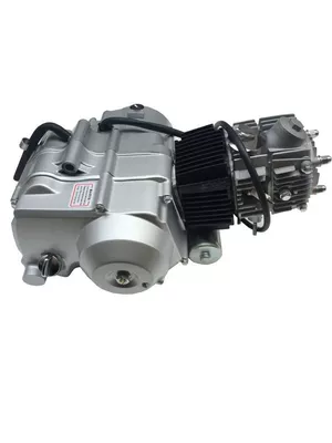 Motorcycle engine and accessories: engine, bottom-mounted starter motor, clutch
