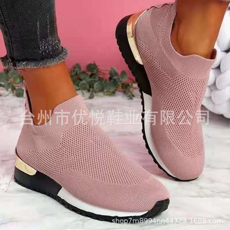 2021 independent station new fly woven socks shoes elastic cloth large size women's shoes spot Amazon European and American foreign trade