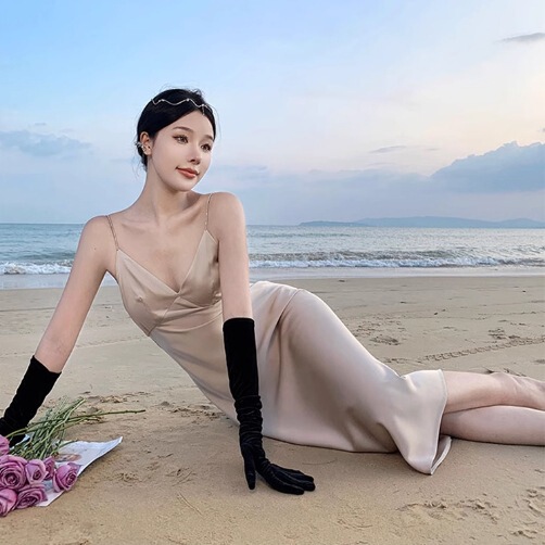 TZ2550 Sexy Backless Sling dress Women's Summer New High-end Birthday Party Party Dress Long Dress