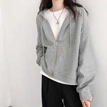 2025秋装新款连帽卫衣女薄款长袖韩版宽松拉链外套学生运动开衫春