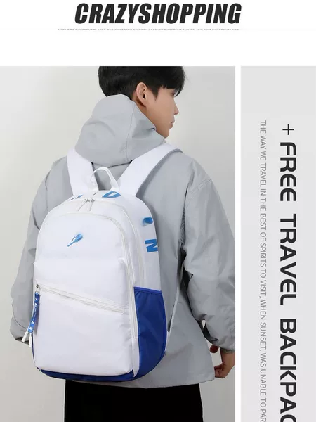 Cross-border trendy color-blocking backpack, large capacity, suitable for both men and women students, lightweight for commuting and travel, simple and stylish