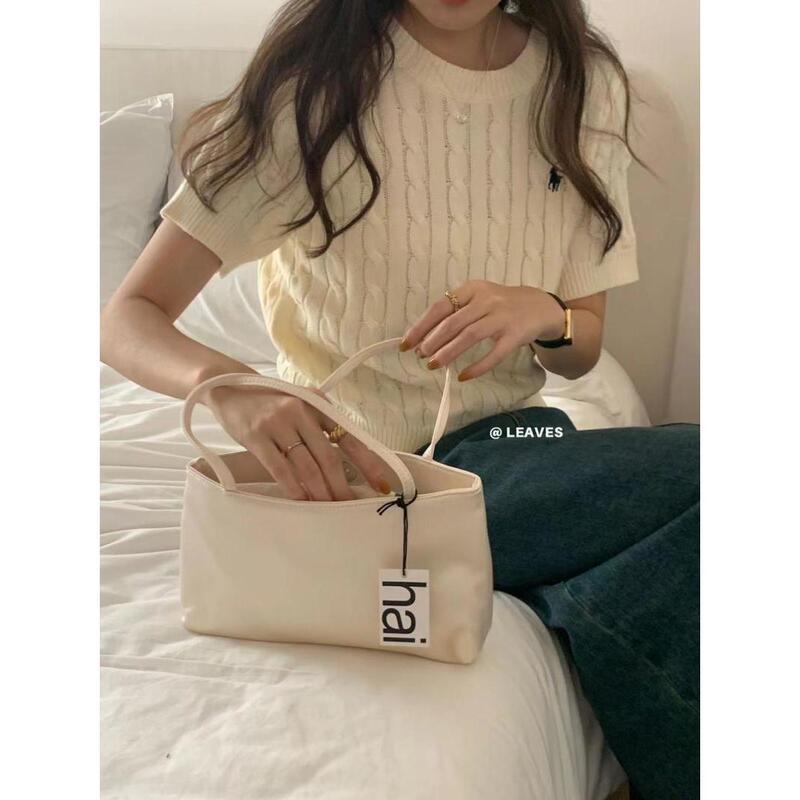 Casual Preppy Style Round Neck Embroidered Pony Twist Short-Sleeved Slim Bottoming Knitwear T-Shirt Top for Women Summer