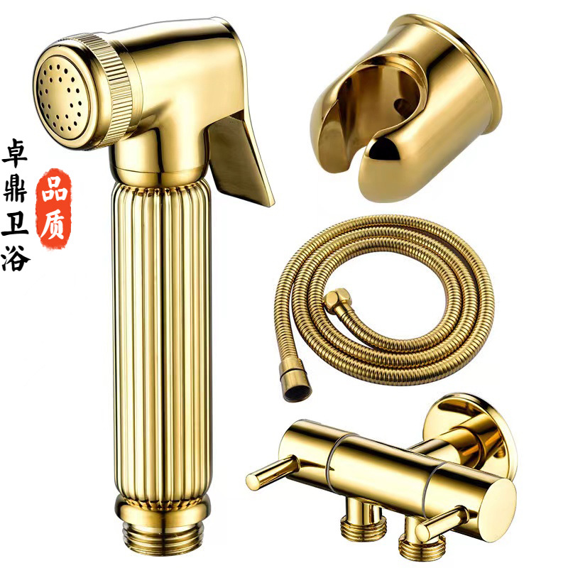 Transfronteriza de cobre traje limpiador de las mujeres de oro titanio inodoro pistola Baño de mano Booster cuerpo limpiador shattaf