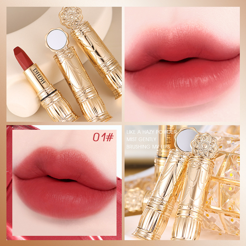 DHDH brillante, color brillante, espejo, lápiz labial, terciopelo mate, desarrollo de color suave, maquillaje, niebla, lápiz labial, maquillaje de belleza femenina