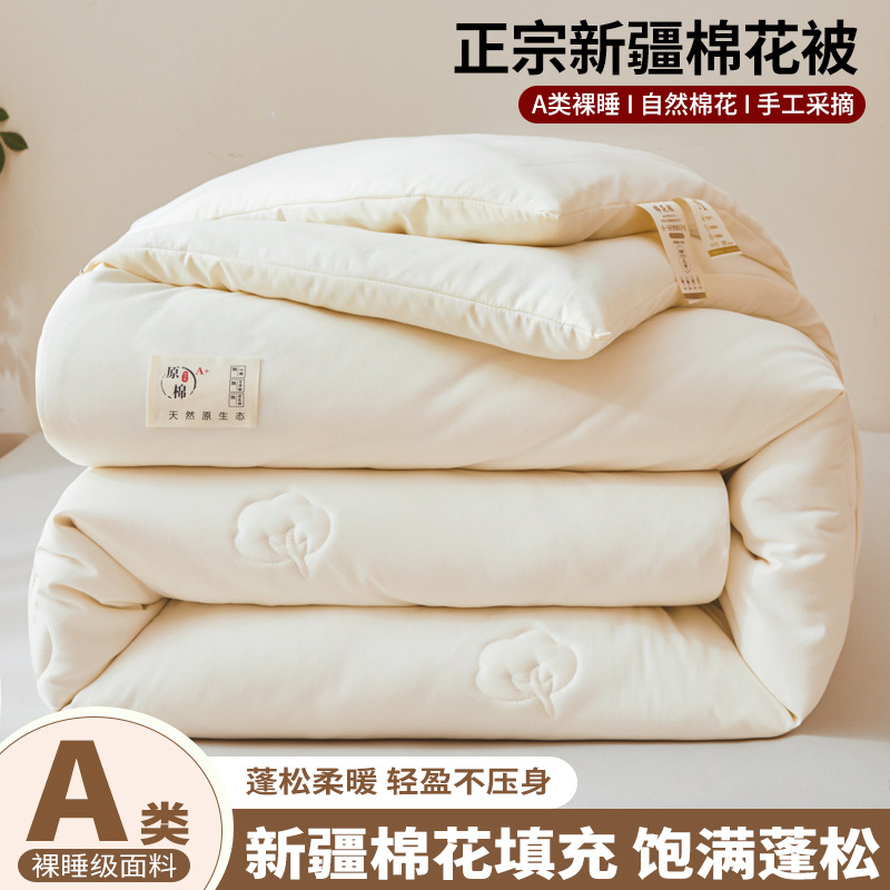 2025 New Model A-Grade Xinjiang Cotton Quilt with Contrasting Colors for Home Dormitory, Spring and Autumn Thickened Winter Quilt Core Cotton Quilt~