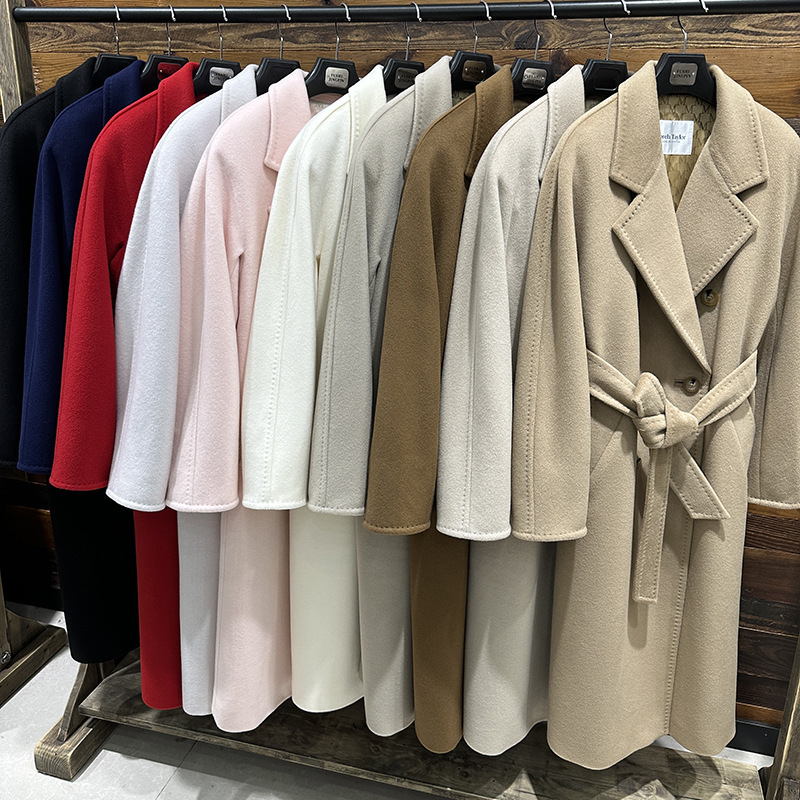 Town Store Bichou Cashmere Coat Women's Madame 101801 Double-Breasted Wool Long Woolen Autumn and Winter Coat