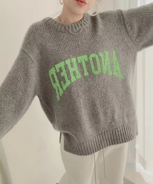 round neck letter printing pullover loose knitted sweater nihaostyles clothing wholesale NSFYF85649