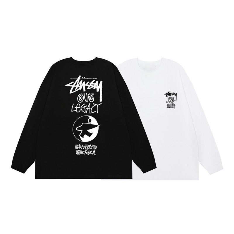 Cross-Border Trendy Brand Stu Stussy Printed Round Neck Long-Sleeved T-Shirt Spring and Autumn Casual Loose-Fitting Bottoming Shirt for Men and Women 002 Cross-Border Trendy Brand Stu Stussy Printed Round Neck Long-Sleeved T-Shirt Spring and Autumn Casual Loose-Fitting Bottoming Shirt for Men and Women 002