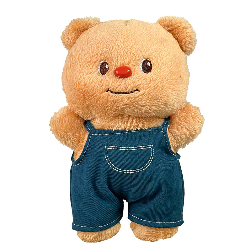Vestimenta de celebridades de Internet de 8 pulgadas, mezclilla, oso de mantequilla, peluche, babero, muñeca de oso Lena, muñeca de agarre de oso