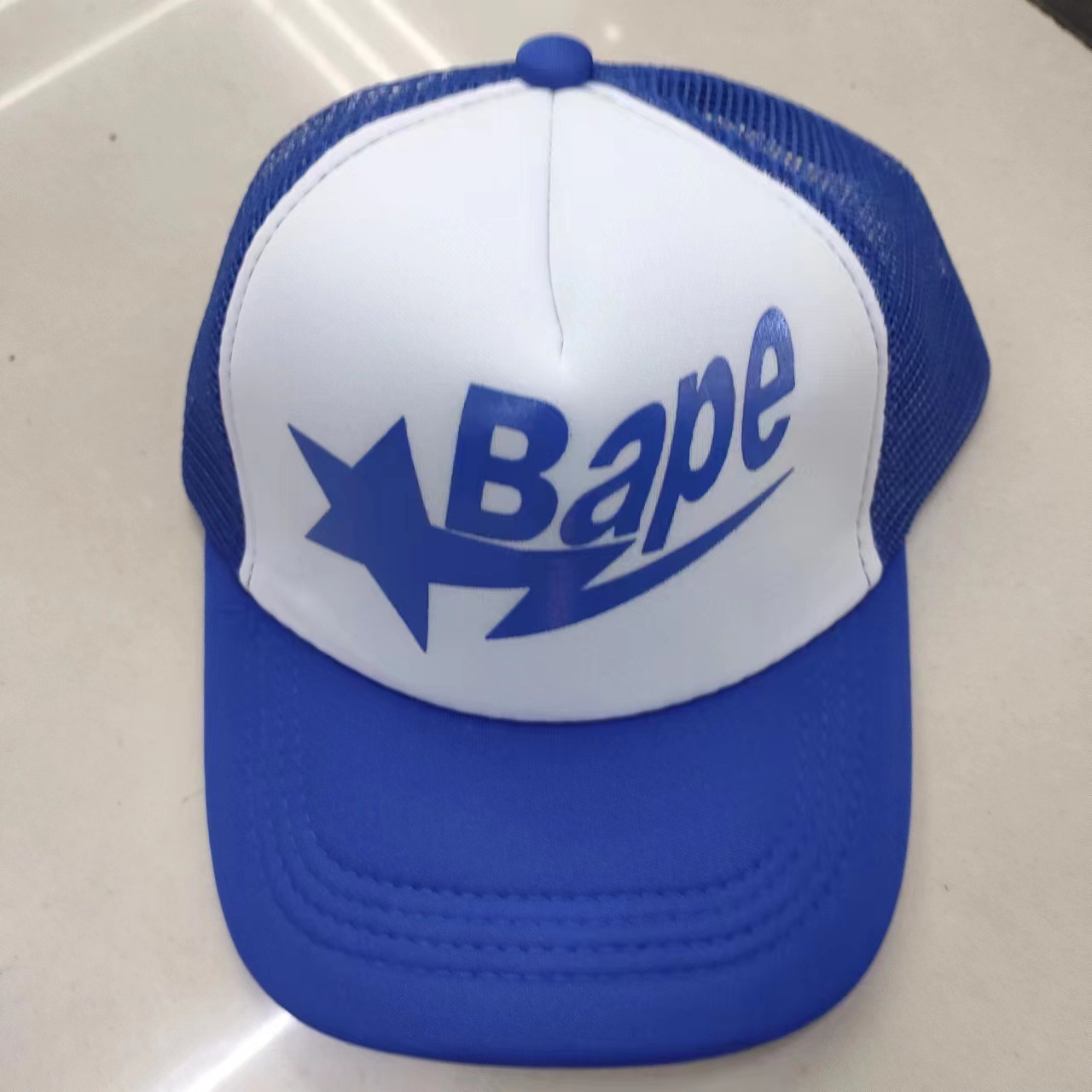 跨境Bape字母印花網帽歐美時尚男士戶外遮陽卡車司機帽潮牌鴨舌帽