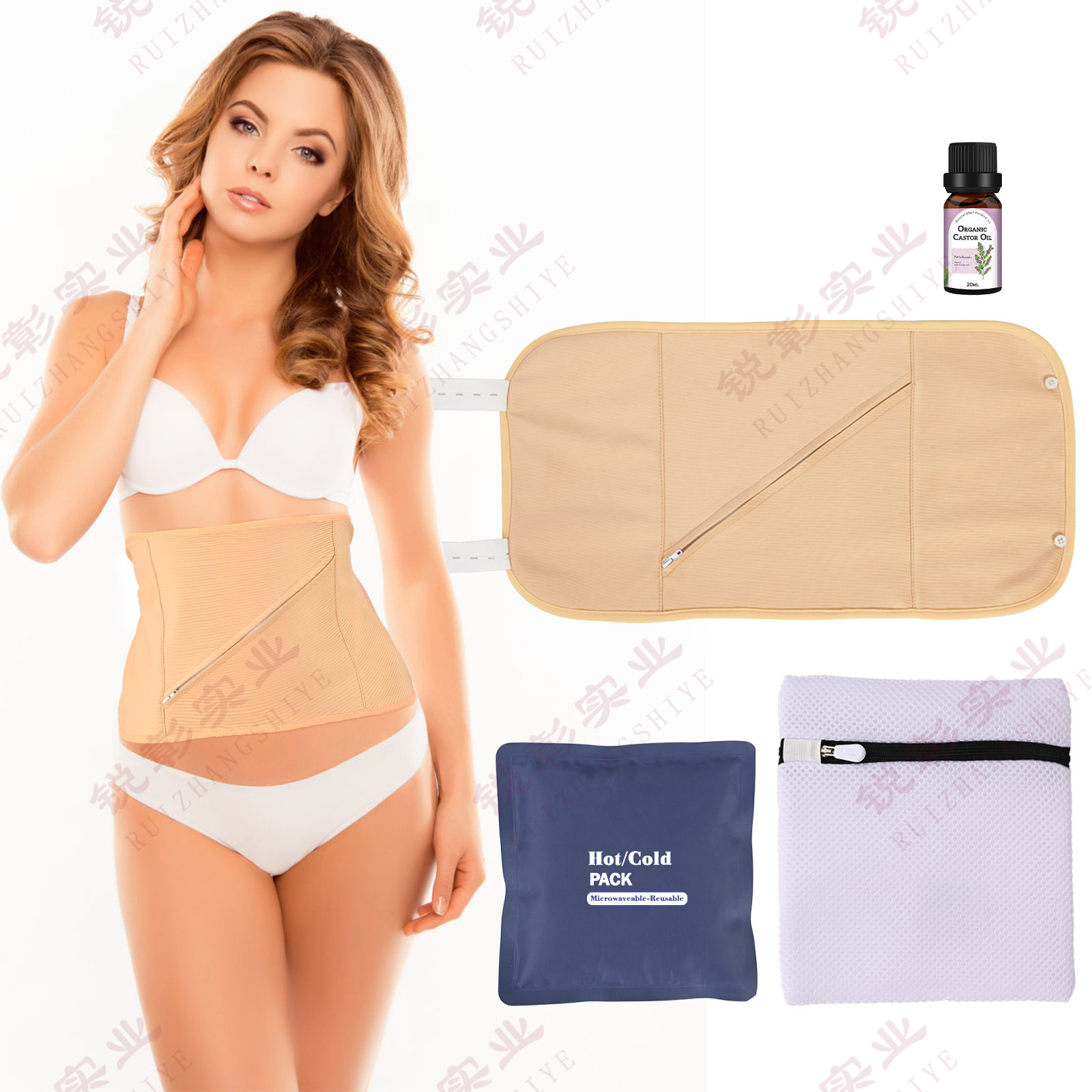 Bolsa de aceite de ricino Amazon Paquete de aceite de ricino bolsa de cuidado reutilizable a prueba de fugas de aceite de ricino bolsa de cintura