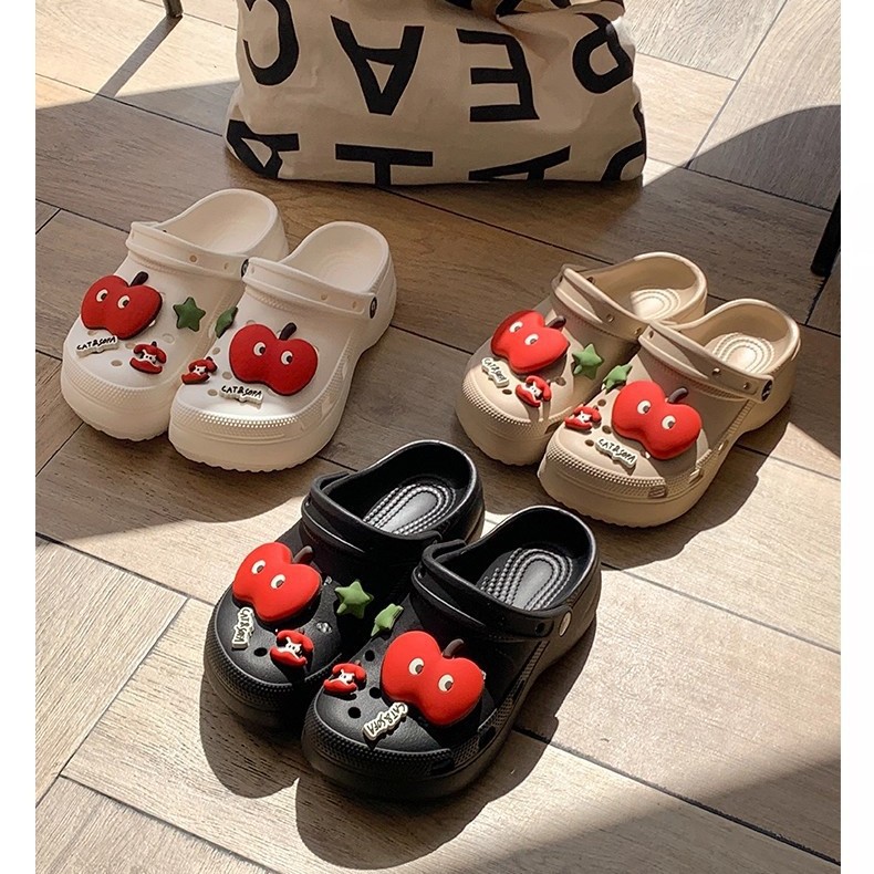 New Eva Cute Croc Shoes Women's Summer Thick Soles Increase Height and Feel Like Stepping on Shit Beach Shoes Baotou Sandals and Slippers Wholesale