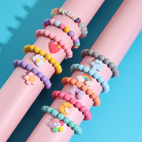 European and American popular bracelet set, Instagram-style cartoon dopamine style, Malong layered beaded bracelet set