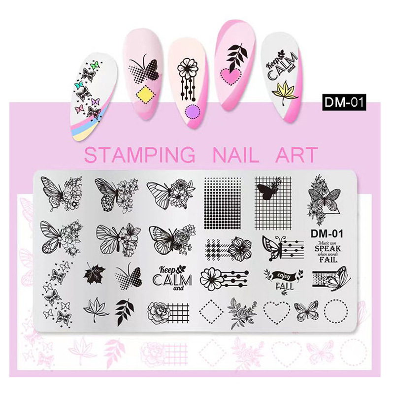 美甲跨境印花板磨砂钢板蝴蝶 Nailplate不锈钢指甲模板转印批发|undefined