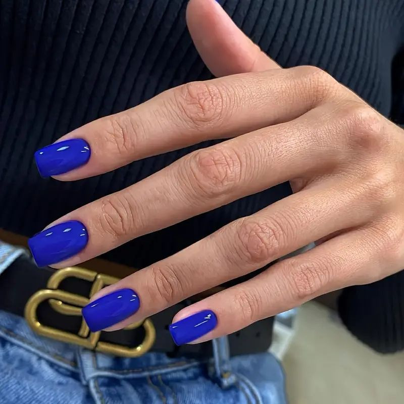 24 Pieces Wearable Nail Patch Nail Wearing Armor Long Blue Fake Nail Extension Removable Armor Wholesale