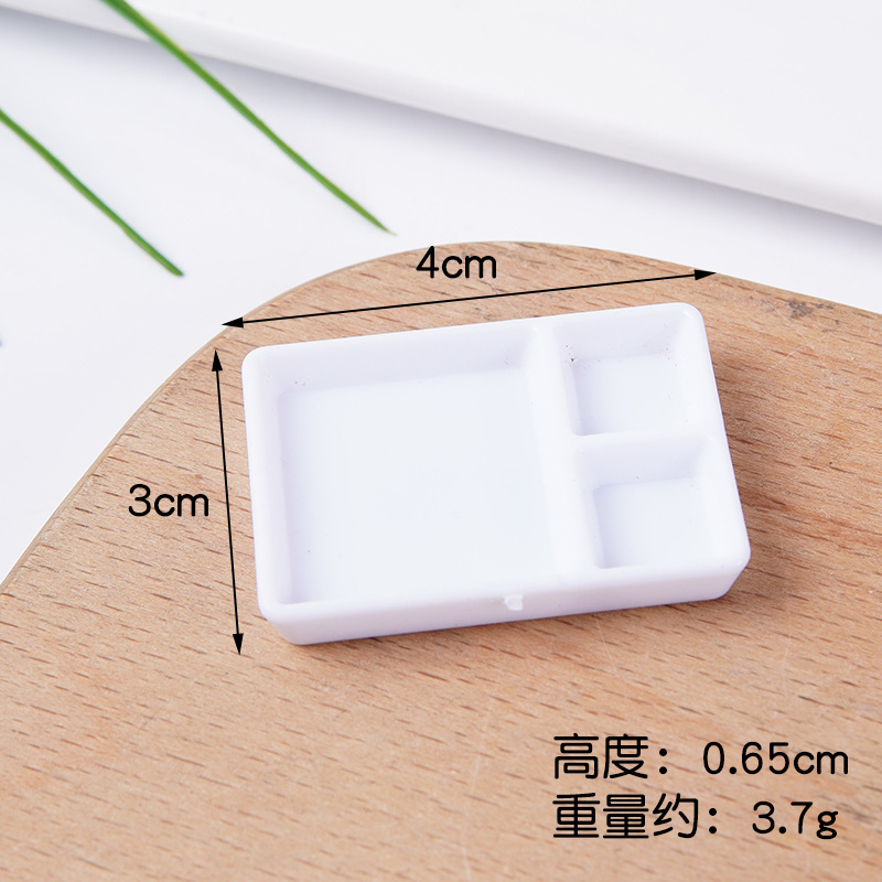 Plato pequeño de plástico blanco simulado para comida, mini plato de comida rápida, plato para bricolaje, juguete de comida, contenedor para pegamento en crema, accesorios.