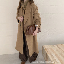 大衣女羊毛大衣濮院秋冬两件套西装领学院风宽松双面呢高级感风衣