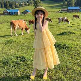 女童连衣裙2026新款夏装儿童洋气时髦公主裙夏季女孩裙子蛋糕裙子