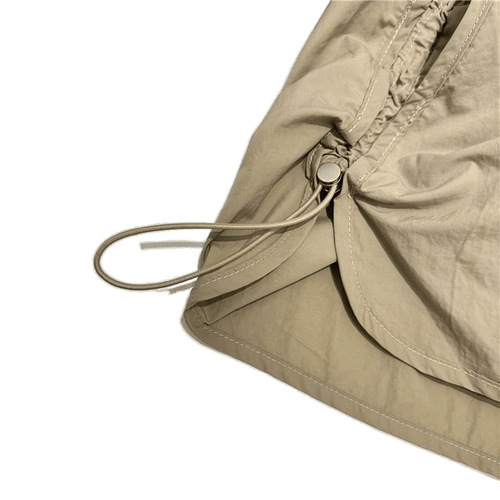 Women's Loose Wide-Leg Drawstring Work Pants Parachute Shorts for Casual Wear, Quick-Drying, Showcases Long Legs, Hot Pants