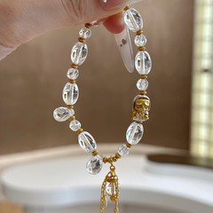 巧恩珠宝天然白水晶水滴异型S925银设计款DIY厂家直销水晶手链