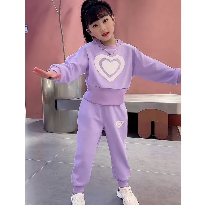 Mergaičių drabužiai ilgomis rankovėmis kostiumėliai, naujos kelnės, stilingi vidutinio ir didelio dydžio vaikiški džemperiai, vaikiški dviejų dalių kostiumėliai_voghion.com