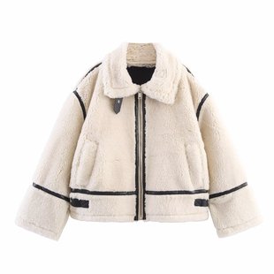 Pb&Za Women's 2025 Autum New Simple Style Loose and Versatile Fleece Fur All-In-One Jacket 3548247