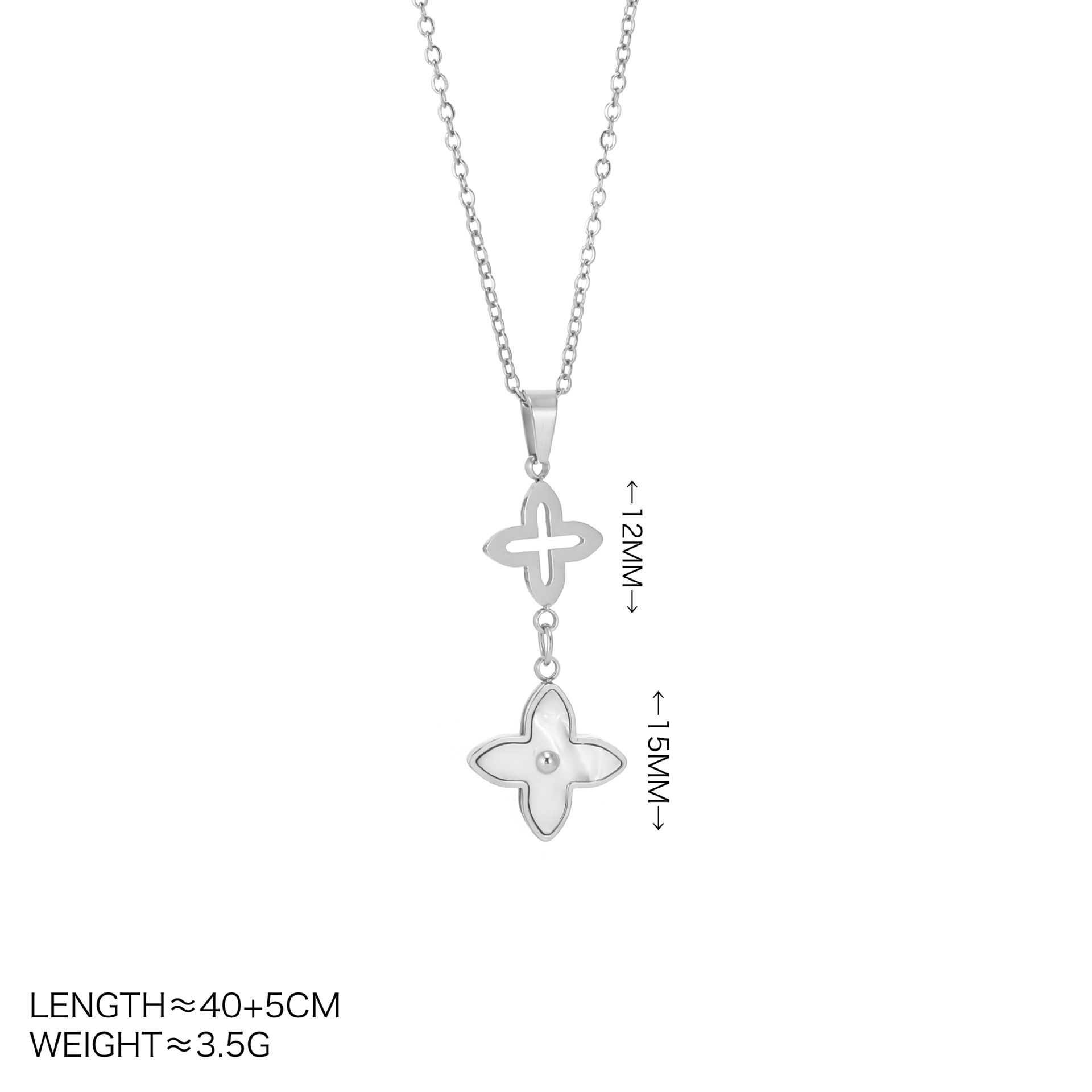 스틸+더블 플라워 목걸이