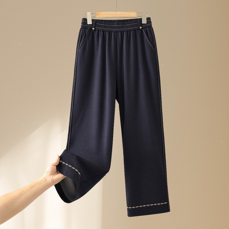 Soft denim straight-leg pants for mothers, versatile pants, 2026 autumn and winter new style, pants for middle-aged women over 50, elastic waist long pants for women Soft denim straight-leg pants for mothers, versatile pants, 2026 autumn and winter new style, pants for middle-aged women over 50, elastic waist long pants for women